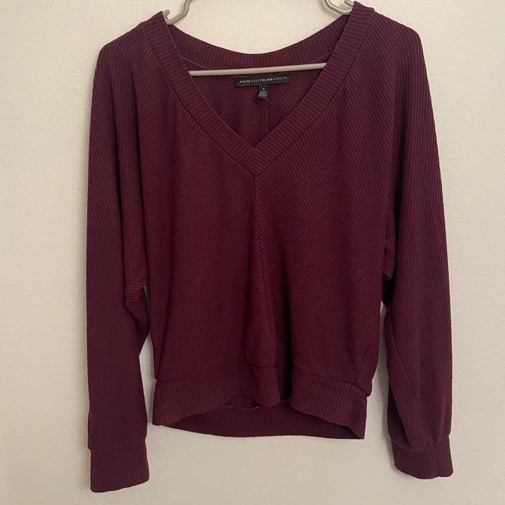 White House Black Market Plum V-Neck Sweater